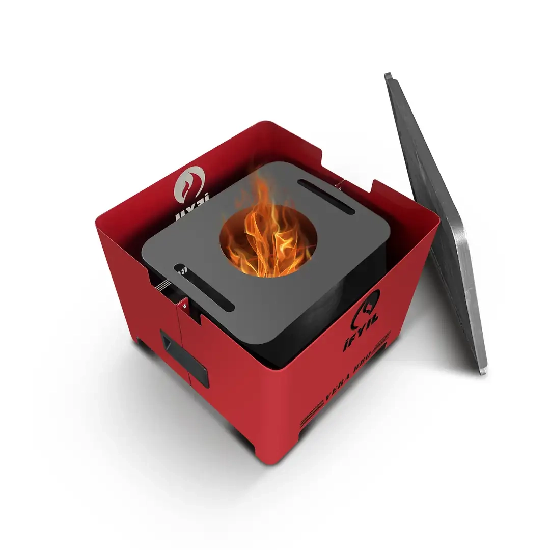 IFYIL VERA DÖKÜM IZGARALI PELET YAKITLI MANGAL BARBEKÜ KIRMIZI + 2KG PELET HEDİYE